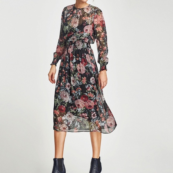zara woman floral dress